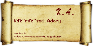 Körözsi Adony névjegykártya